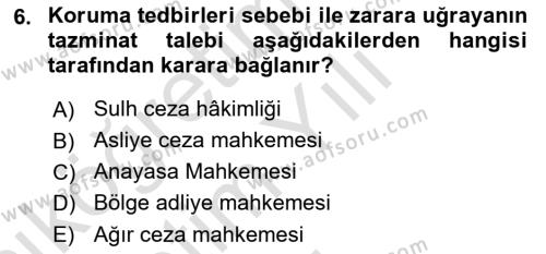 Ceza Yargılama Hukuku Dersi 2022 - 2023 Yılı Yaz Okulu Sınavı 6. Soru