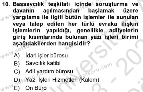 Ceza Yargılama Hukuku Dersi 2023 - 2024 Yılı (Vize) Ara Sınavı 10. Soru