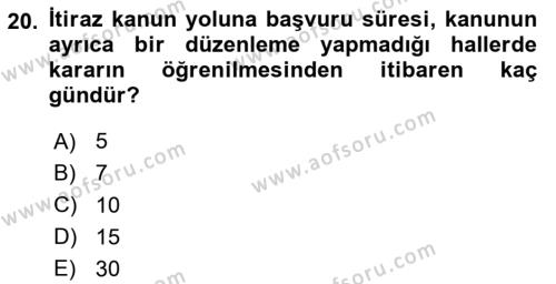 Ceza Yargılama Hukuku Dersi 2023 - 2024 Yılı (Final) Dönem Sonu Sınavı 20. Soru