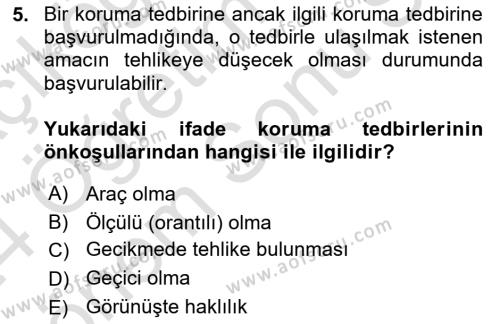 Ceza Yargılama Hukuku Dersi 2023 - 2024 Yılı (Final) Dönem Sonu Sınavı 5. Soru