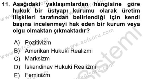 Uluslararası Hukuk 1 Dersi 2022 - 2023 Yılı (Vize) Ara Sınavı 11. Soru