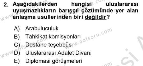 Uluslararası Hukuk 1 Dersi 2022 - 2023 Yılı Yaz Okulu Sınavı 2. Soru