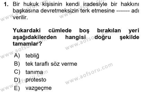 Uluslararası Hukuk 1 Dersi 2024 - 2025 Yılı (Vize) Ara Sınavı 1. Soru