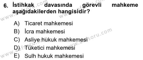 İcra Ve İflas Hukuku Dersi 2021 - 2022 Yılı Yaz Okulu Sınavı 6. Soru