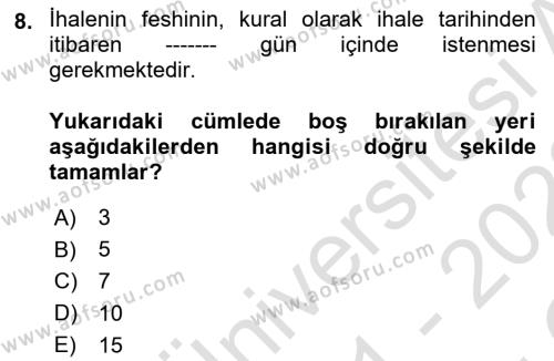 İcra Ve İflas Hukuku Dersi 2021 - 2022 Yılı Yaz Okulu Sınavı 8. Soru