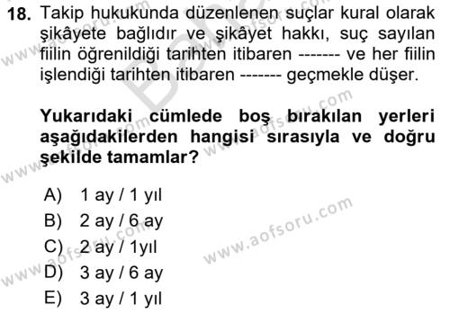 İcra Ve İflas Hukuku Dersi 2023 - 2024 Yılı (Final) Dönem Sonu Sınavı 18. Soru