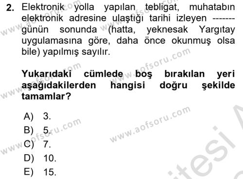 İcra Ve İflas Hukuku Dersi 2023 - 2024 Yılı (Final) Dönem Sonu Sınavı 2. Soru