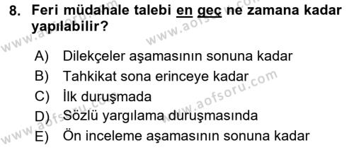 Medeni Usul Hukukuna Giriş Dersi 2020 - 2021 Yılı Yaz Okulu Sınavı 8. Soru