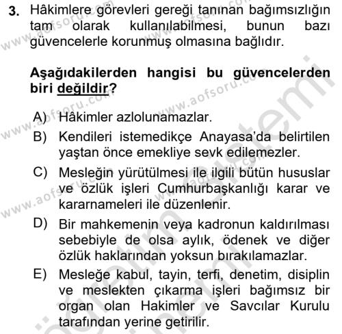 Medeni Usul Hukukuna Giriş Dersi 2021 - 2022 Yılı (Vize) Ara Sınavı 3. Soru