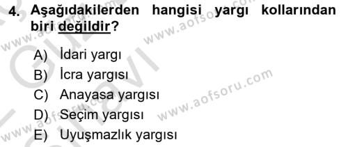 Medeni Usul Hukukuna Giriş Dersi 2021 - 2022 Yılı (Vize) Ara Sınavı 4. Soru