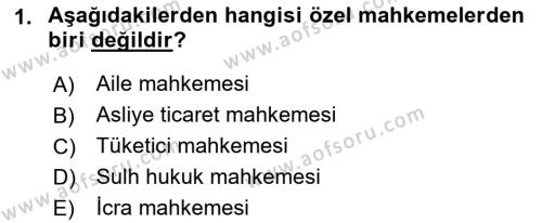 Medeni Usul Hukukuna Giriş Dersi 2022 - 2023 Yılı (Vize) Ara Sınavı 1. Soru