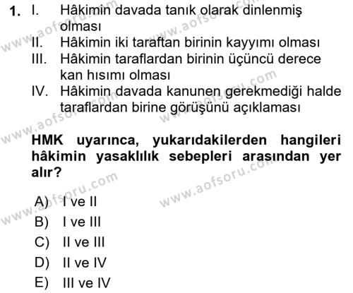 Medeni Usul Hukukuna Giriş Dersi 2022 - 2023 Yılı Yaz Okulu Sınavı 1. Soru