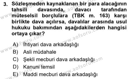 Medeni Usul Hukukuna Giriş Dersi 2022 - 2023 Yılı Yaz Okulu Sınavı 3. Soru