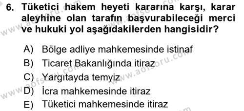 Medeni Usul Hukukuna Giriş Dersi 2023 - 2024 Yılı (Vize) Ara Sınavı 6. Soru