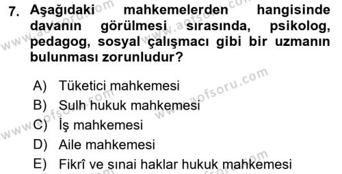 Medeni Usul Hukukuna Giriş Dersi 2023 - 2024 Yılı (Vize) Ara Sınavı 7. Soru