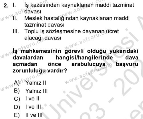 Medeni Usul Hukukuna Giriş Dersi 2023 - 2024 Yılı (Final) Dönem Sonu Sınavı 2. Soru