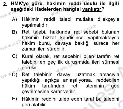 Medeni Usul Hukukuna Giriş Dersi 2023 - 2024 Yılı Yaz Okulu Sınavı 2. Soru