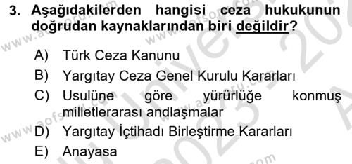 Ceza Hukuku Bilgisi Dersi 2023 - 2024 Yılı (Vize) Ara Sınavı 3. Soru