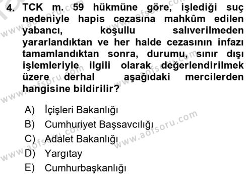 Ceza Hukuku Bilgisi Dersi 2023 - 2024 Yılı (Vize) Ara Sınavı 4. Soru