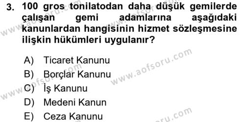 Bireysel İş Hukuku Dersi 2017 - 2018 Yılı (Vize) Ara Sınavı 3. Soru