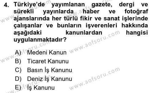 Bireysel İş Hukuku Dersi 2022 - 2023 Yılı (Vize) Ara Sınavı 4. Soru