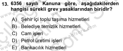 Toplu İş Hukuku Dersi 2021 - 2022 Yılı (Final) Dönem Sonu Sınavı 13. Soru