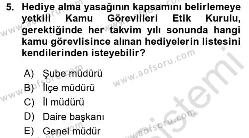 Kamu Personel Hukuku Dersi 2020 - 2021 Yılı Yaz Okulu Sınavı 5. Soru