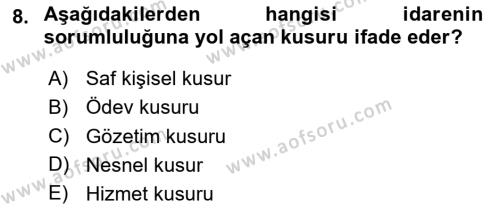 Kamu Personel Hukuku Dersi 2020 - 2021 Yılı Yaz Okulu Sınavı 8. Soru