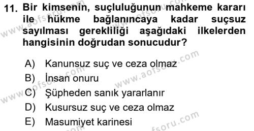 Kamu Personel Hukuku Dersi 2023 - 2024 Yılı (Final) Dönem Sonu Sınavı 11. Soru