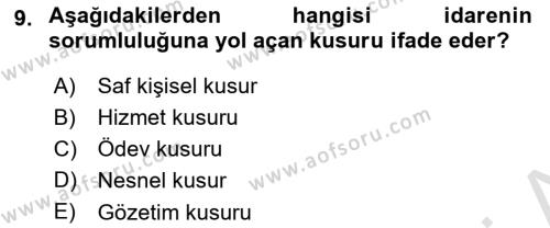 Kamu Personel Hukuku Dersi 2023 - 2024 Yılı Yaz Okulu Sınavı 9. Soru