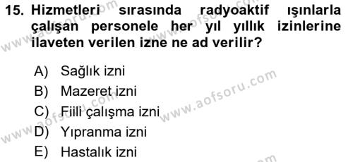 Kamu Personel Hukuku Dersi 2024 - 2025 Yılı (Vize) Ara Sınavı 15. Soru