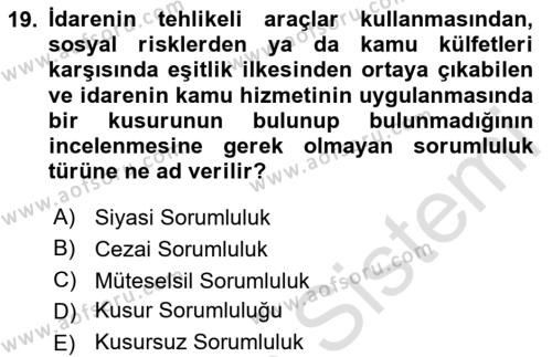 Kamu Personel Hukuku Dersi 2024 - 2025 Yılı (Vize) Ara Sınavı 19. Soru