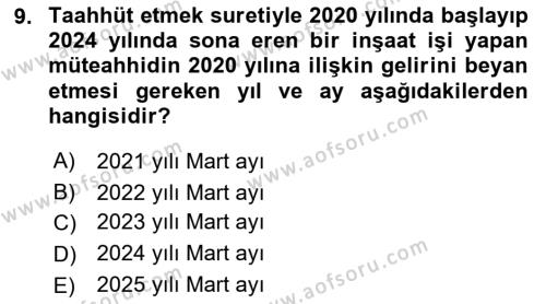 Özel Vergi Hukuku 1 Dersi 2022 - 2023 Yılı (Vize) Ara Sınavı 9. Soru