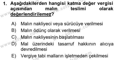 Özel Vergi Hukuku 2 Dersi 2021 - 2022 Yılı (Vize) Ara Sınavı 1. Soru