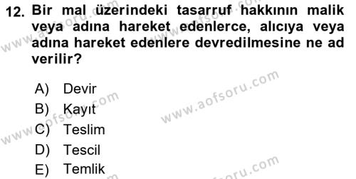 Özel Vergi Hukuku 2 Dersi 2021 - 2022 Yılı (Vize) Ara Sınavı 12. Soru