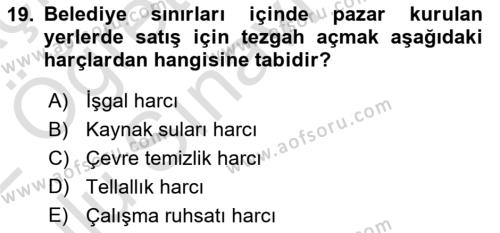 Özel Vergi Hukuku 2 Dersi 2021 - 2022 Yılı Yaz Okulu Sınavı 19. Soru