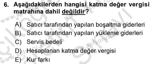 Özel Vergi Hukuku 2 Dersi 2023 - 2024 Yılı (Vize) Ara Sınavı 6. Soru