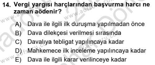 Özel Vergi Hukuku 2 Dersi 2023 - 2024 Yılı (Final) Dönem Sonu Sınavı 14. Soru