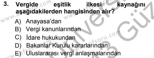 Vergi Hukuku Dersi 2012 - 2013 Yılı (Vize) Ara Sınavı 3. Soru
