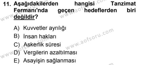 Türk İdare Tarihi Dersi 2012 - 2013 Yılı (Final) Dönem Sonu Sınavı 11. Soru