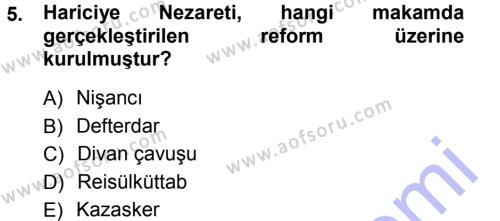 Türk İdare Tarihi Dersi 2012 - 2013 Yılı (Final) Dönem Sonu Sınavı 5. Soru