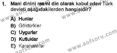 Türk İdare Tarihi Dersi 2012 - 2013 Yılı Tek Ders Sınavı 1. Soru