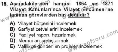 Türk İdare Tarihi Dersi 2012 - 2013 Yılı Tek Ders Sınavı 16. Soru