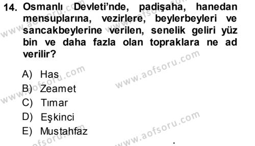 Türk İdare Tarihi Dersi 2013 - 2014 Yılı (Vize) Ara Sınavı 14. Soru