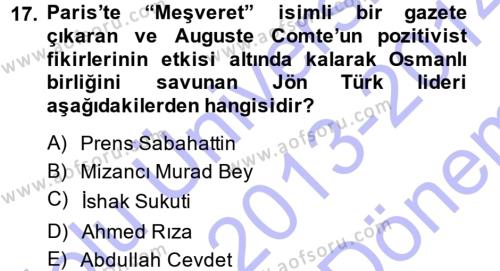 Türk İdare Tarihi Dersi 2013 - 2014 Yılı (Final) Dönem Sonu Sınavı 17. Soru
