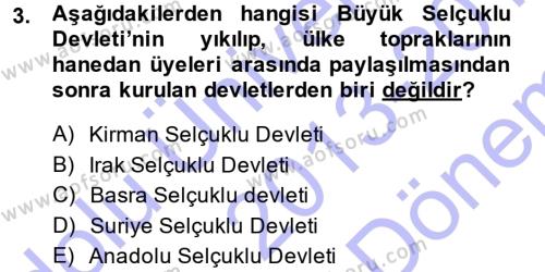 Türk İdare Tarihi Dersi 2013 - 2014 Yılı (Final) Dönem Sonu Sınavı 3. Soru