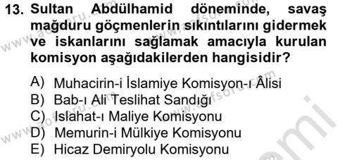 Türk İdare Tarihi Dersi 2013 - 2014 Yılı Tek Ders Sınavı 13. Soru