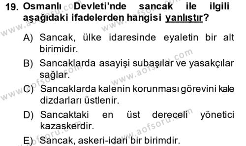 Türk İdare Tarihi Dersi 2014 - 2015 Yılı (Vize) Ara Sınavı 19. Soru