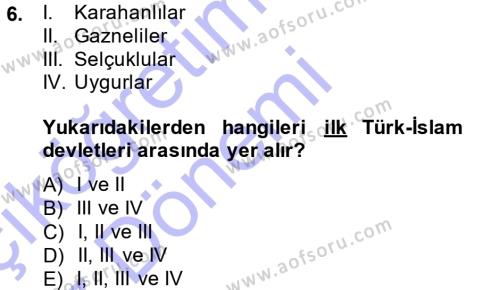 Türk İdare Tarihi Dersi 2014 - 2015 Yılı (Vize) Ara Sınavı 6. Soru