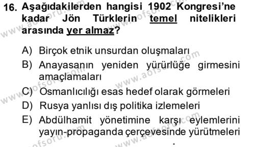 Türk İdare Tarihi Dersi 2014 - 2015 Yılı (Final) Dönem Sonu Sınavı 16. Soru